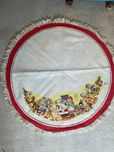 Gonna albero di Natale vintage in feltro 39” Mr & Mrs Babbo Natale lista di controllo elfi renne giocattoli - Foto 1 di 6