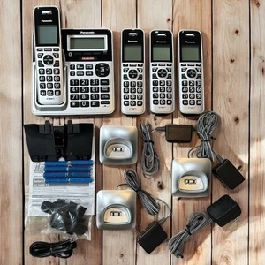 Panasonic KX-TG994SK DECT 6.0 Bluetooth 4-Handset Cordless Silver Phone Bundle - Picture 1 of 11