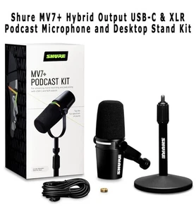 Shure MV7+ Hybrid Output USB-C & XLR Podcast Microphone and Desktop Stand Kit - Picture 1 of 1