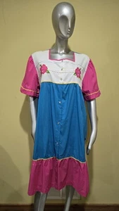 De Colección Bobbie Brooks Manga Corta Bordada Floral A Presión Casa/Bata Muumuu X/L - Imagen 1 de 4