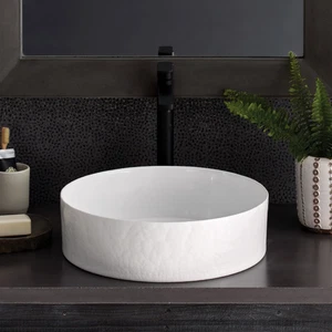 Native Trails MG1616-BO 16" Round Murano Glass Vessel Bathroom Sink - White - Picture 1 of 18