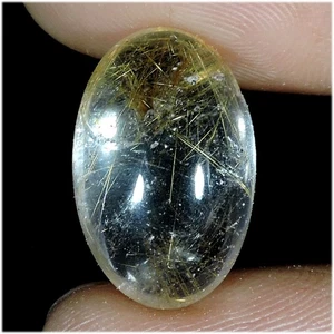 13.60 Carat Natural Copper Needle Rutile Quartz Oval Cabochon Loose Gemstone h63 - Picture 1 of 2