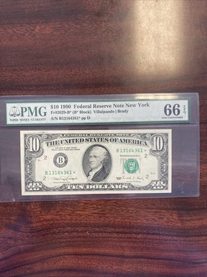 FR 2029-B* $10 1990 Federal Reserve Note US - Star Note - EPQ-66 - Image 1 of 2