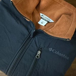 Columbia Mens Fleece Jacket M Medium Full Zip Pockets Lightweight Brown Black - Picture 1 of 12
