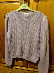 Ladies Cable Knit jumper with puff sleeves, crew neck, baggy, size M/L - Picture 1 of 7