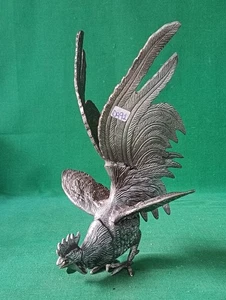 GALLO DA COMBATTIMENTO OTTONE MASSICCIO ARGENTATO ANNI '70 ITALY VINTAGE. DA91 - Foto 1 di 13