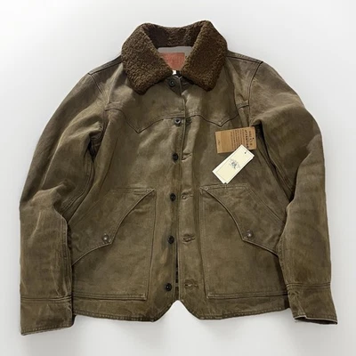 NEW! 2024 RRL RANCH DENIM COAT SZ MEDIUM FACTORY DISTRESSED RALPH LAUREN JACKET - Image 1 of 4