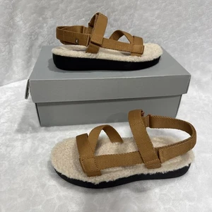Sandalias EVERLANE para mujer renovar peluche deportivas piel sintética forradas de sherpa talla 5 correa marrón - Imagen 1 de 11