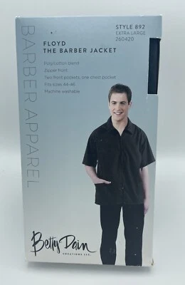 Betty Dain Floyd Barber Jacket 892  Zipper Close   Black  44-46  XL - Image 1 of 2