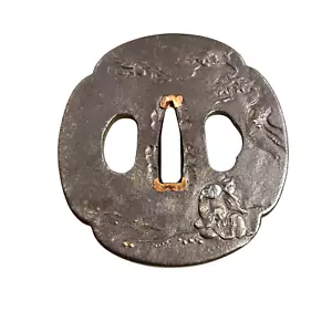 Antico periodo giapponese Handaka Sonja Rakan Tsuba Edo - Foto 1 di 9