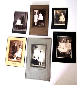 6 Antique Studio & Cabinet Card Photographs of Siblings - Picture 1 of 6