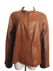 HAL RUBENSTEIN BROWN Leather / Knit Insets LONG SLEEVE FITTED JACKET SIZE 1X