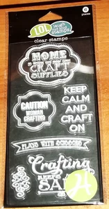 CLEAR ACRYLIC HAMPTON ART   CAUTION WOMAN CRAFTING ~ CRAFT ON wks CTMH blks - Picture 1 of 1