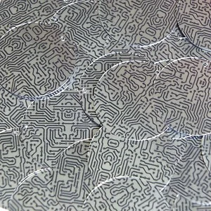 Sequin Round 30mm Black Silver Circuit Board Tech Print Metallic - Picture 1 of 1