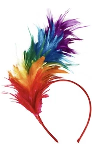 Fascinators Hat Rainbow Headband Feather Headwear - Picture 1 of 1