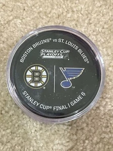2019 Stanley Cup Final Game Used Warm-up Puck Boston Bruins St Louis Blues - Picture 1 of 2