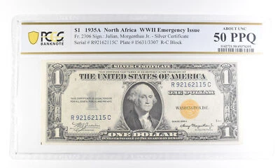 1935 A $1 N. Africa Silver Certificate WWII Fr#2306 Abt Unc 50 PPQ PCGS *2455 - Image 1 of 3