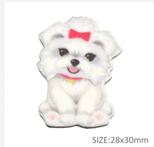 5 pc. Maltese puppy planar Resin Hair Bow Center 1058292 Pet Dog Flowers 28x30mm - Picture 1 of 1