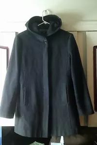Herman Kay Damen Mantel Gr. M grau 100% Wolle Jacke mit Kapuze - Bild 1 von 7