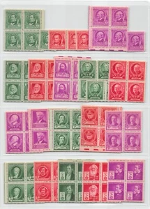 U.S. Famous Americans issues. 1940, MNH, VF/XF Blocks and Singles CV $22.50 - Picture 1 of 2
