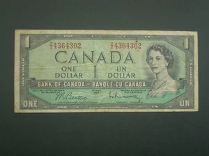 **L00K  'Z/Z' $1 Canada Beattie/Raminsky**1961-1972  Banknote**  - Picture 1 of 6