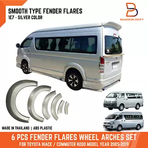 1E7 Silver Fender Flares Wheel Arches For Toyota Hiace Commuter 2005-2019 H200 - Picture 1 of 12