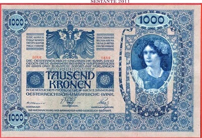 AUSTRIA 1.000 1000 KRONEN 1902 1919 CUT ERROR P 59 AUNC free shipping from 100$ - Image 1 of 3
