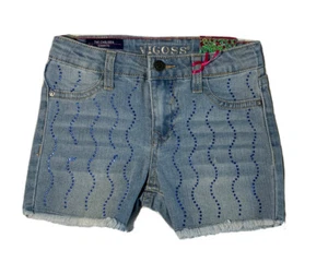 NEW Vigoss Soft Stretchy Denim Chelsea Shorts youth Girls Size 6 Embellished  - Picture 1 of 13