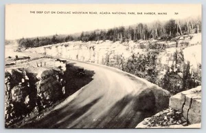 Bar Harbor Maine~Cadillac Mtn Rd~Deep Cut, Acadia Nat'l Park 1940s B&W Postcard - Picture 1 of 2