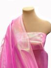 SHEER PEARLIZED LAME FLO PINK  FABRIC 44"  BY THE YARD FORMAL WEAR COSTUME