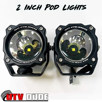 Pair 2" Pod Lights 6000K Clear Lens Spot Beam 50W 7500 Lumen Off Road UTV RZR Foto 1 de 4