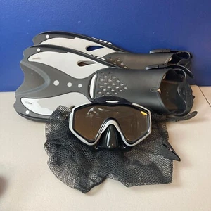 Adult Mask, Flippers & Bag Size ML/ XL 9-13 Black Gray - Picture 1 of 3