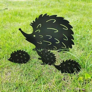Garden Stake Hedgehog Set Decoration, Cute Garden Statue, - Picture 1 of 7