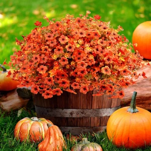 16 Bundles Artificial Fall Flowers Outdoor Autumn Fake Plants Christmas Decor - Picture 1 of 8
