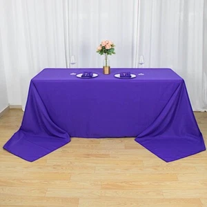 90x156-Inch PURPLE RECTANGULAR Premium Polyester Tablecloths Restaurant Catering - Picture 1 of 9