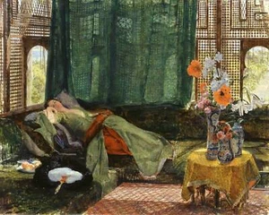 Oil Painting repron John Frederick Lewis - The siesta - Picture 1 of 1