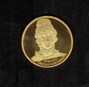 FRANCE.MEDAILLE OR.U N E S C O.CARTHAGE.1976.Ø 23 mm.7,47 grammes 900 ‰ E252.6 - Imagen 1 de 2