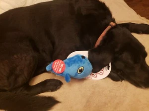 GoDog Silent Squeaker Hear Doggy Small Whale Ultrasonic Plush Dog Toy 58506 - Picture 1 of 2