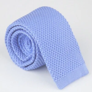 Men's Sky Blue Plain Tie Knit Knitted Tie Necktie Narrow Slim Skinny ZZLD911 - Picture 1 of 1