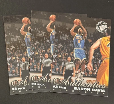 (3) Baron Davis 1999-00 Press Pass Authentics ROOKIE #3 Lot - UCLA Bruins - Image 1 of 2