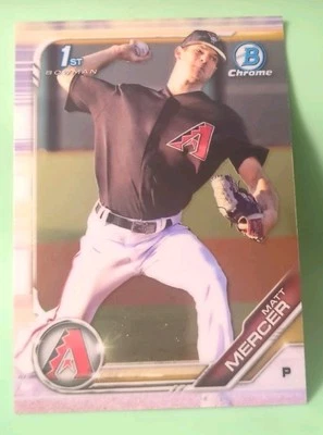 2019 Bowman - Chrome Prospects Matt Mercer #BCP-120 (RC) - Arizona Diamondbacks  - Image 1 of 2