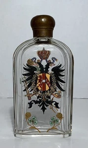 Antique ENAMELED DOUBLE EAGLE CUT GLASS FLASK - Picture 1 of 6