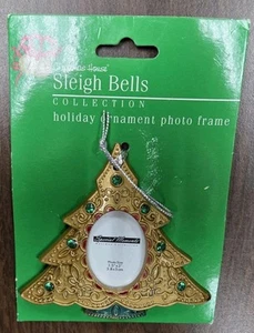 Christmas House Sleigh Bells Collection Ornament Photo Frame Tree Design NEW - Picture 1 of 7