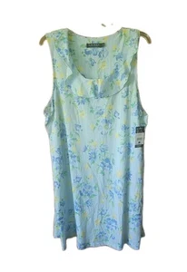 LAUREN Ralph Lauren Women Cotton Floral Nightgown Blue Multicolor SZ XL New - Picture 1 of 9