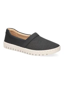 EASY STREET Womens Black Lightweight Wesleigh Toe Slip On Sneakers Shoes 7 W - Picture 1 of 3