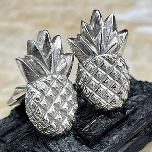 Vintage Sterling Silver .925 Hawaii Pineapple Hospitality Cufflinks 23 gr - Picture 1 of 7