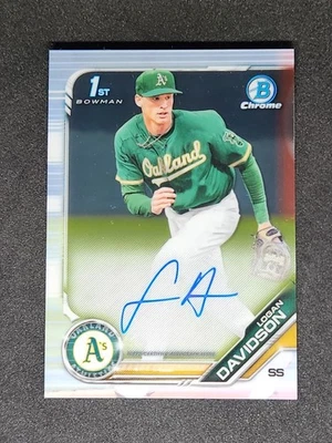 2019 Bowman Draft Chrome LOGAN DAVIDSON 1st Auto Autograph  Oakland A’s #CDA-LD - Image 1 of 2