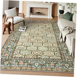  Living Room Area Rug 6x9, Washable Ultra-Thin Soft Bedroom 6’ x 9’ Green - Picture 1 of 8