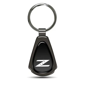 for Nissan 350Z Z Logo Black Dome Gunmetal Black Metal Teardrop Key Chain - Picture 1 of 7