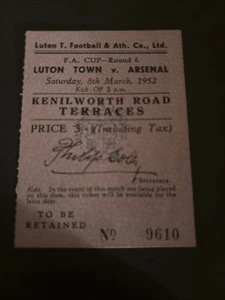Ticket - Luton Town V Arsenal - 1951/1952 - FA Cup - Picture 1 of 1